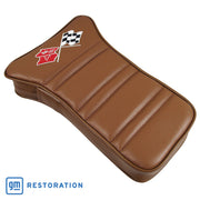 1970-1972 Corvette Center Armrest With Embroidered C3 Cross Flags - Dark Saddle-414953E-Corvette-Store-Online