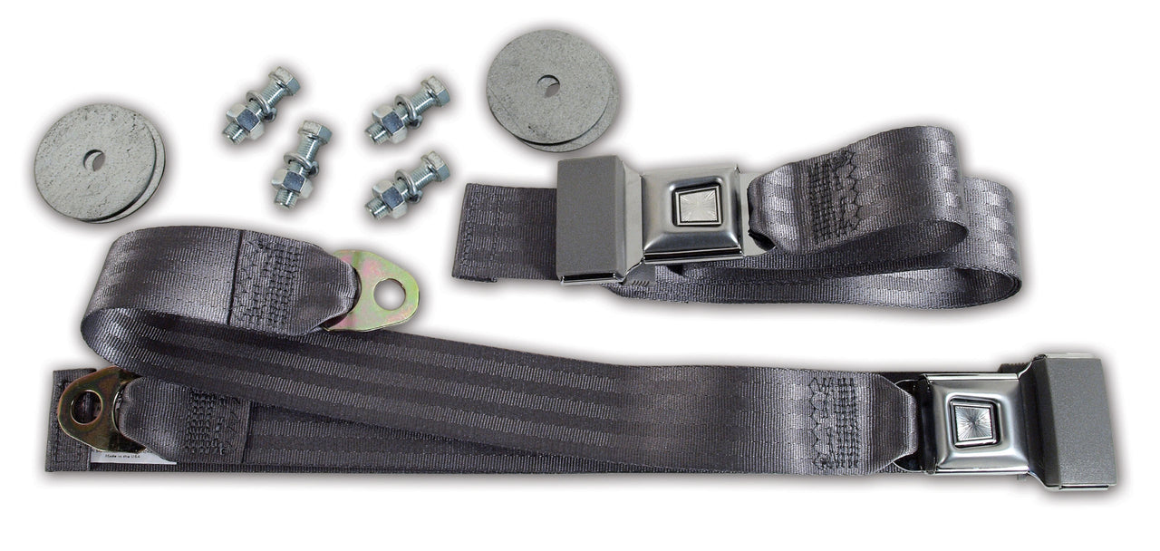 1968-1996 Corvette Seat Belts Gray Non-Retractable-41495-Corvette-Store-Online