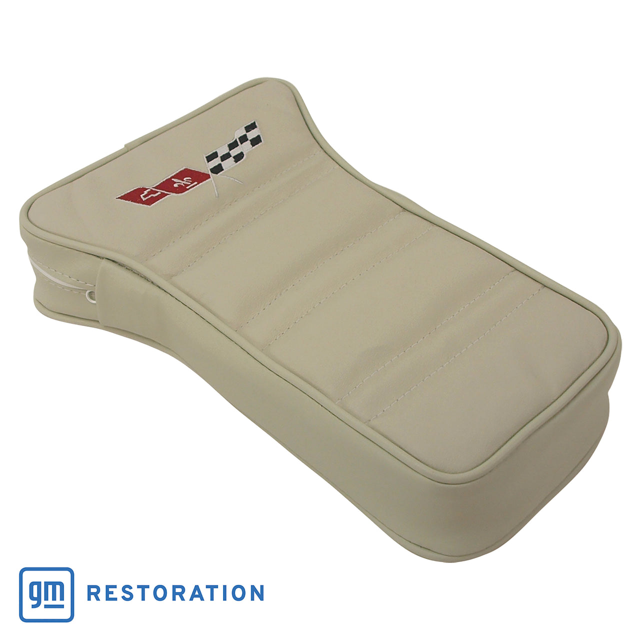 1978-1978 Corvette Center Armrest With Embroidered C3 Cross Flags - Oyster-414973E-Corvette-Store-Online