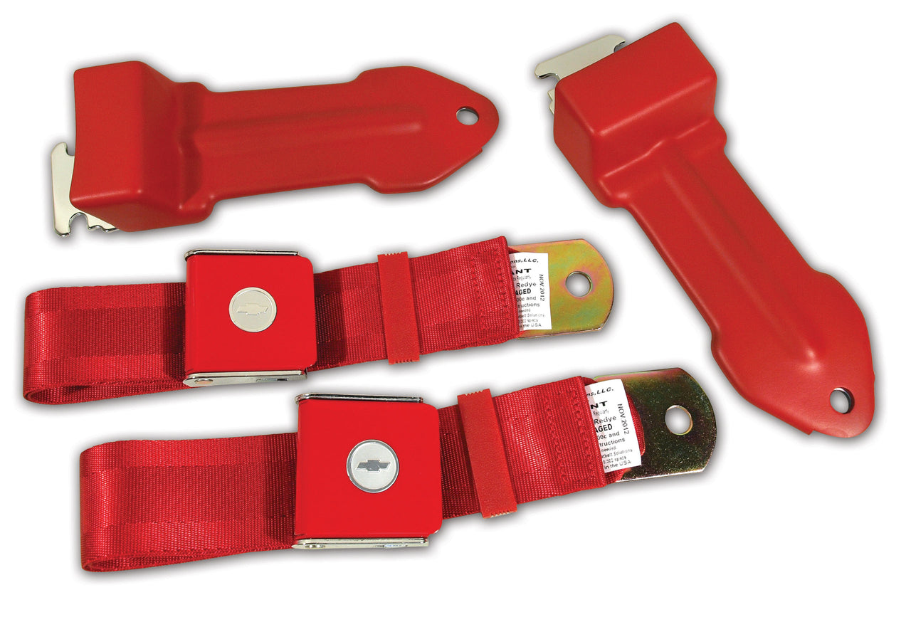 1965-1966 Corvette Seat Belts Bowtie Lift Latch - Red-41552-Corvette-Store-Online