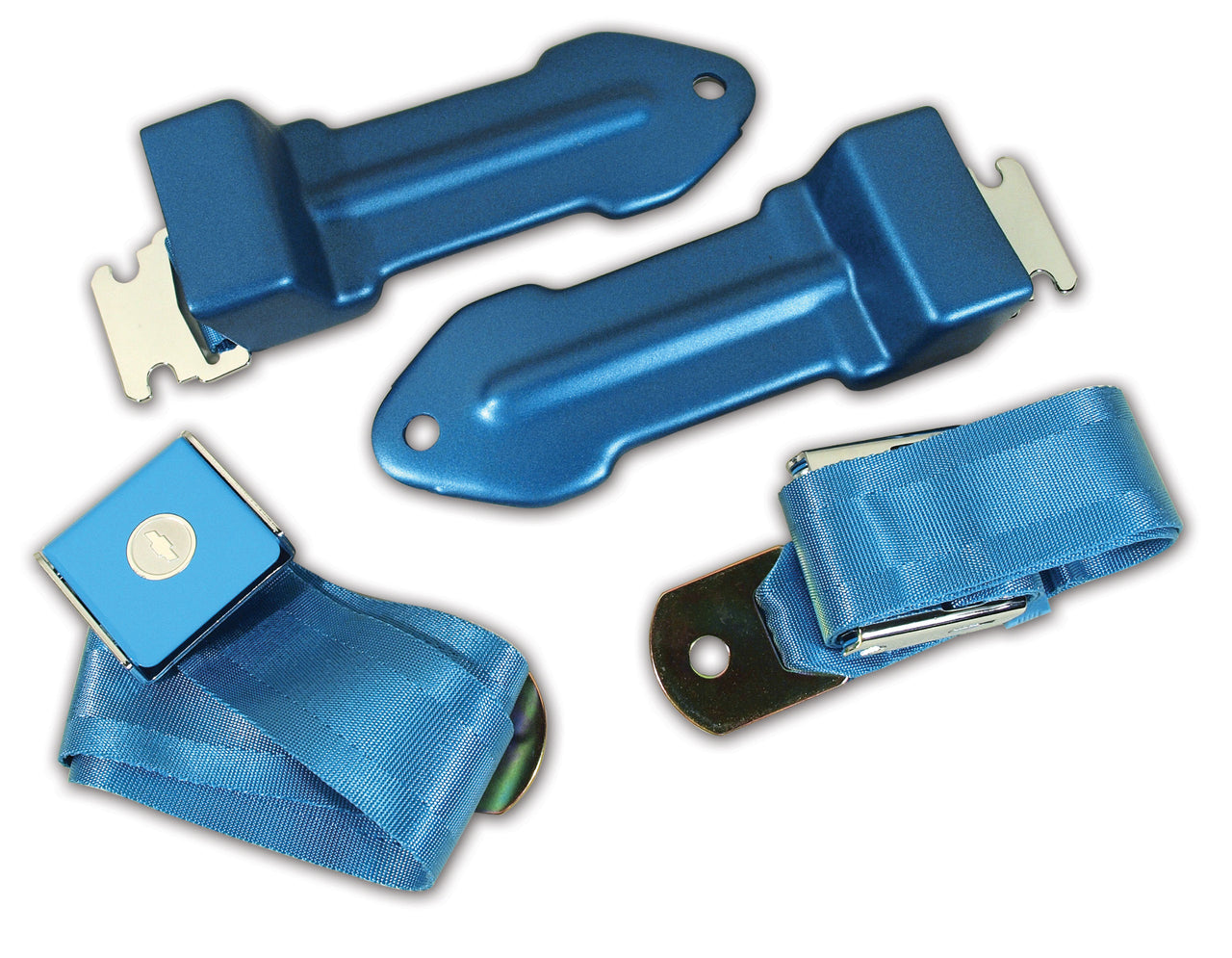 1965-1966 Corvette Seat Belts Bowtie Lift Latch - Bright Blue-41555-Corvette-Store-Online