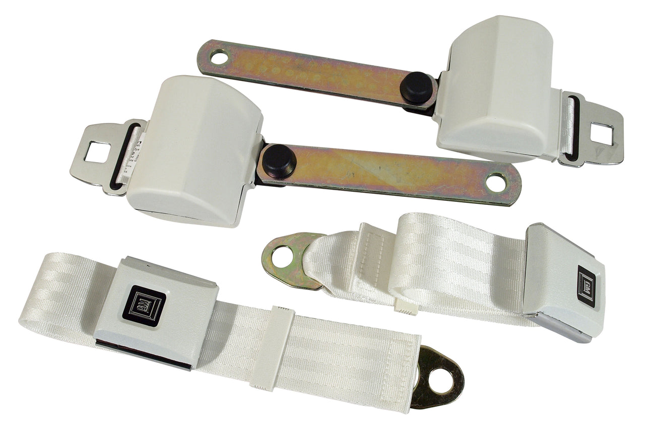 1966-1967 Corvette Seat Belts OE Retractable Lap - White-41563-Corvette-Store-Online