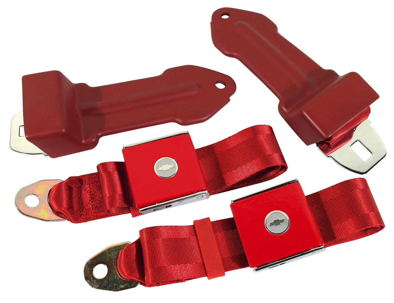 1965-1966 Corvette Seat Belts Bowtie Lift Latch - Red-41595-Corvette-Store-Online