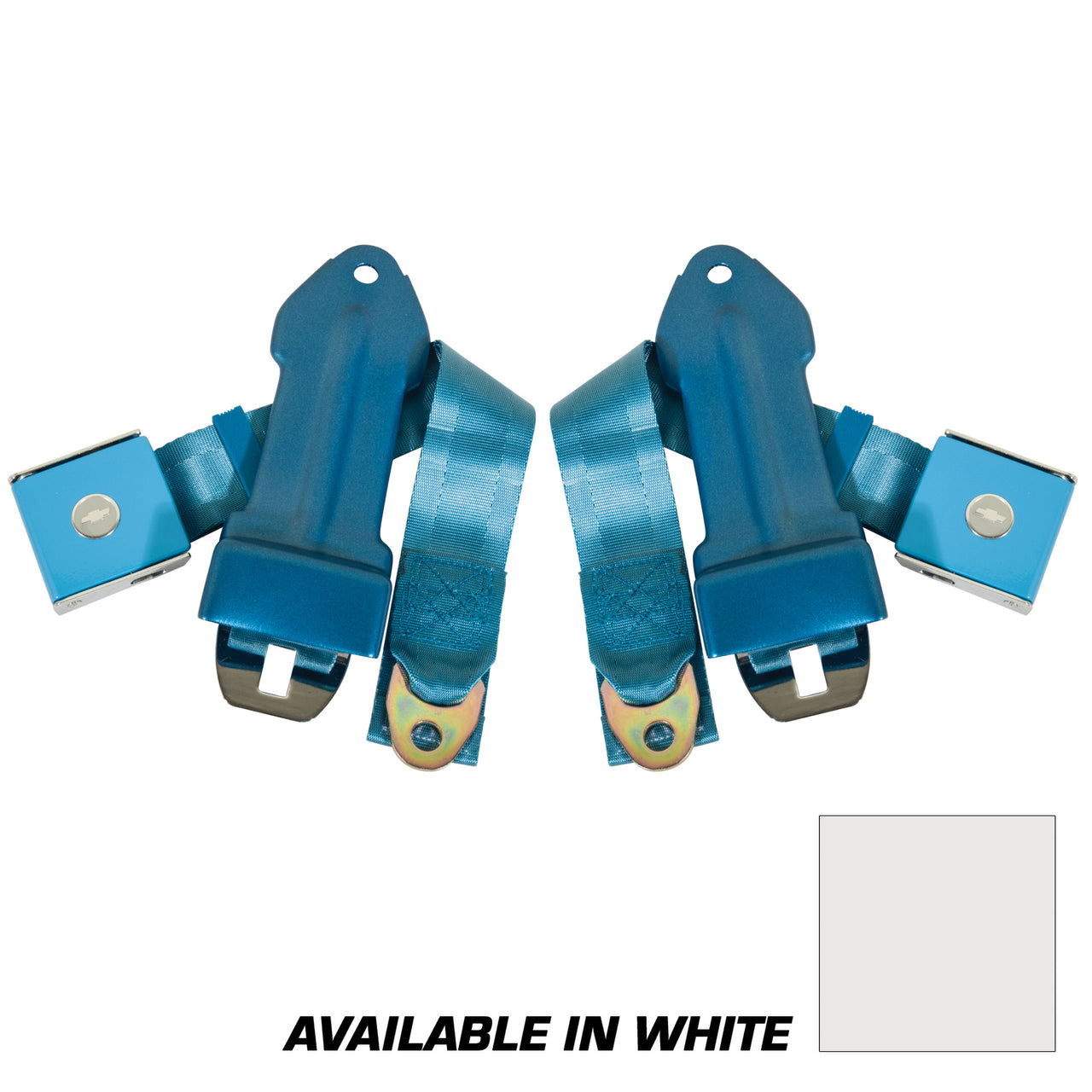 1965-1966 Corvette Seat Belts - Lift Latch - W/O Bow Tie Emblem - White-41599-Corvette-Store-Online