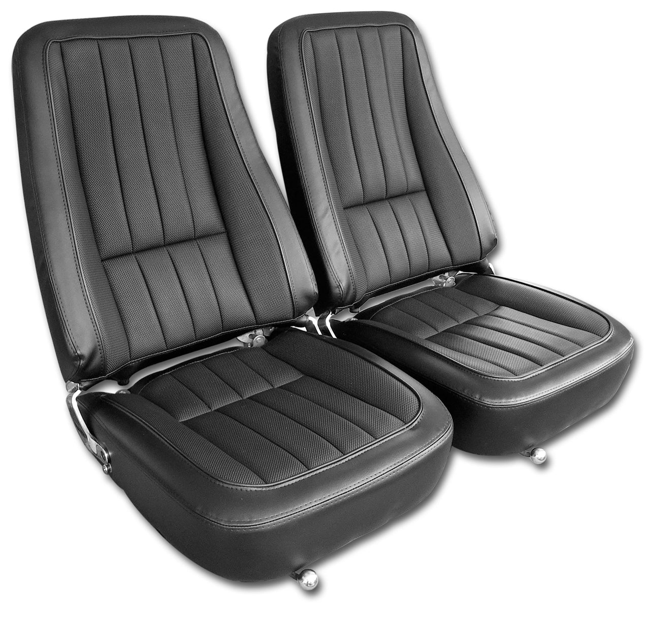 1968-1968 Corvette Mounted Seats Black Vinyl Second Design With Headrest Bracket-417620MLH-Corvette-Store-Online