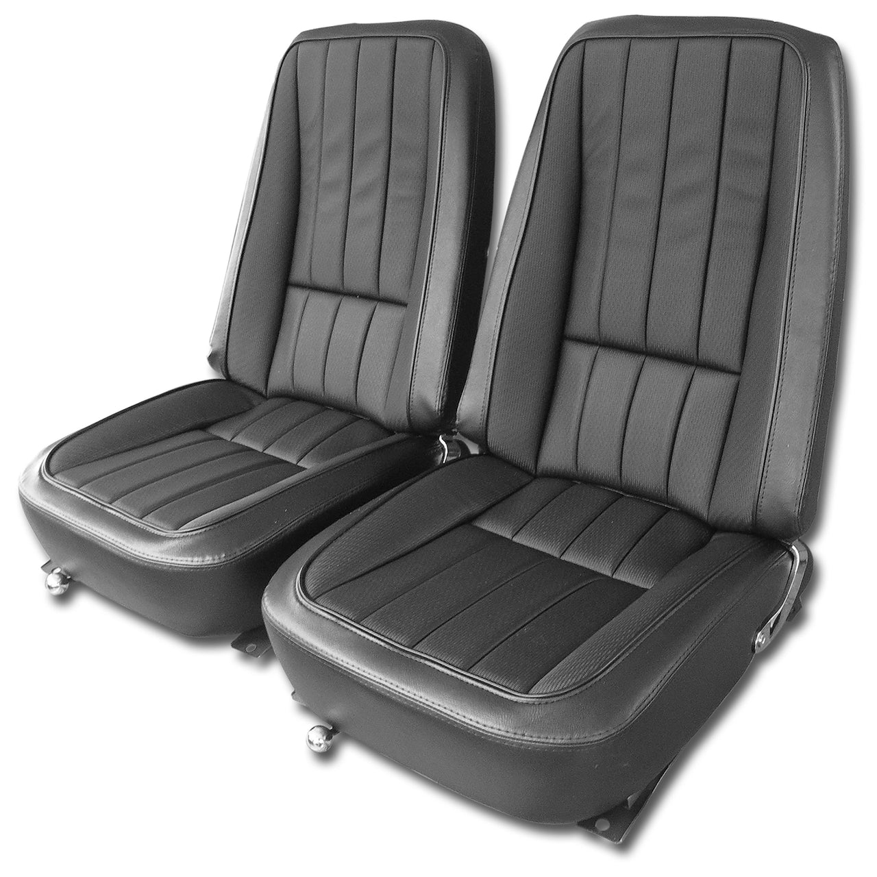 1969-1969 Corvette Mounted Seats Black Vinyl Without Headrest Bracket-417720M-Corvette-Store-Online