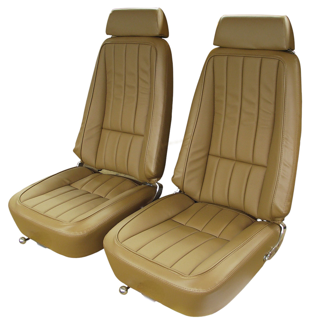 1969-1969 Corvette Mounted Seats Saddle Vinyl With Headrest Bracket-417756MH-Corvette-Store-Online