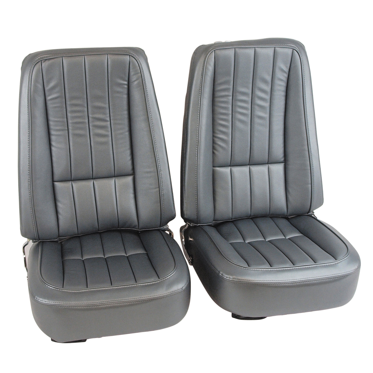 1969-1969 Corvette Mounted Seats Gunmetal Vinyl Without Headrest Bracket-417763M-Corvette-Store-Online