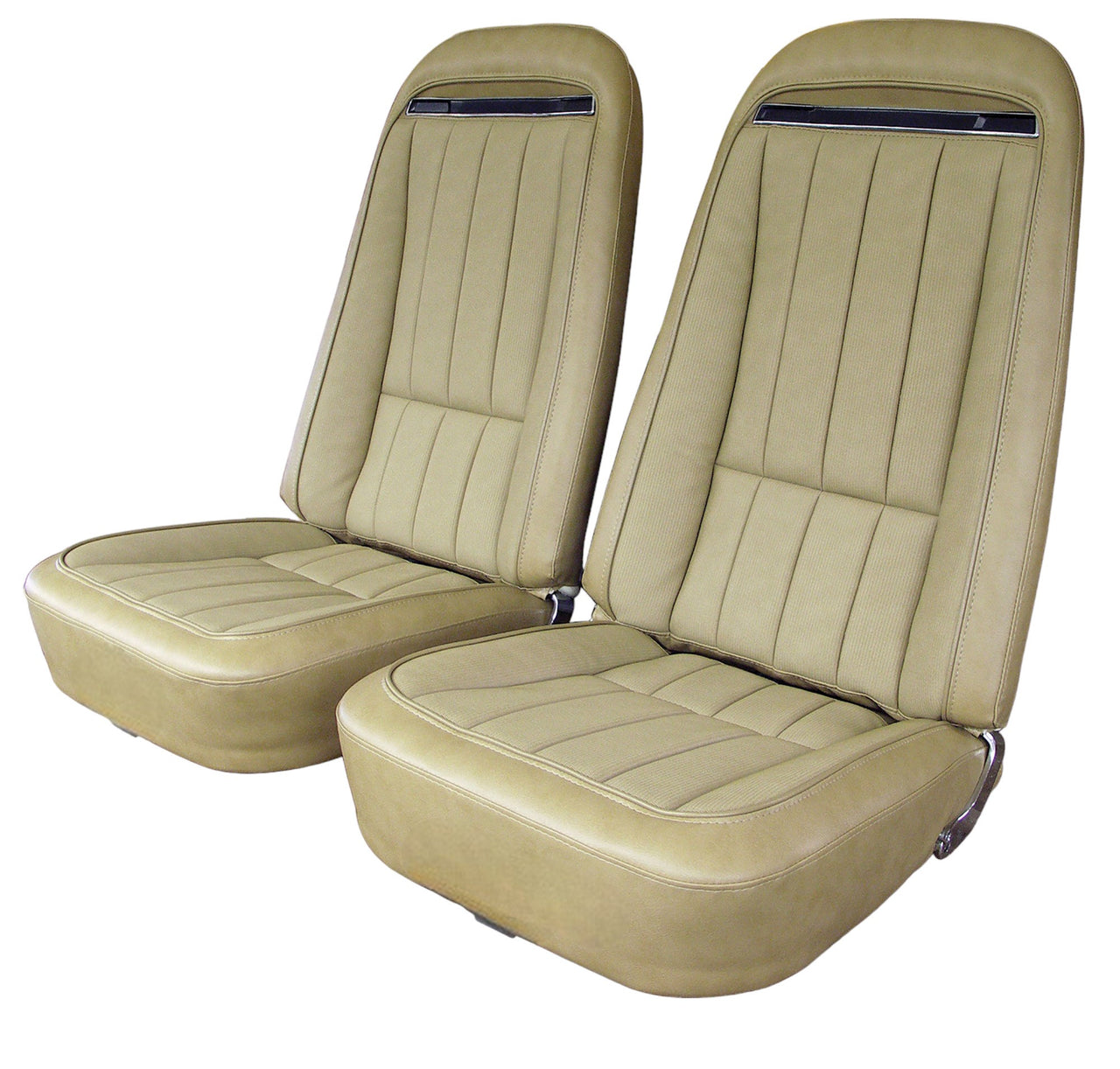 1970-1972 Corvette Mounted Seats Light Saddle Vinyl Without Shoulder Harness-417815M-Corvette-Store-Online