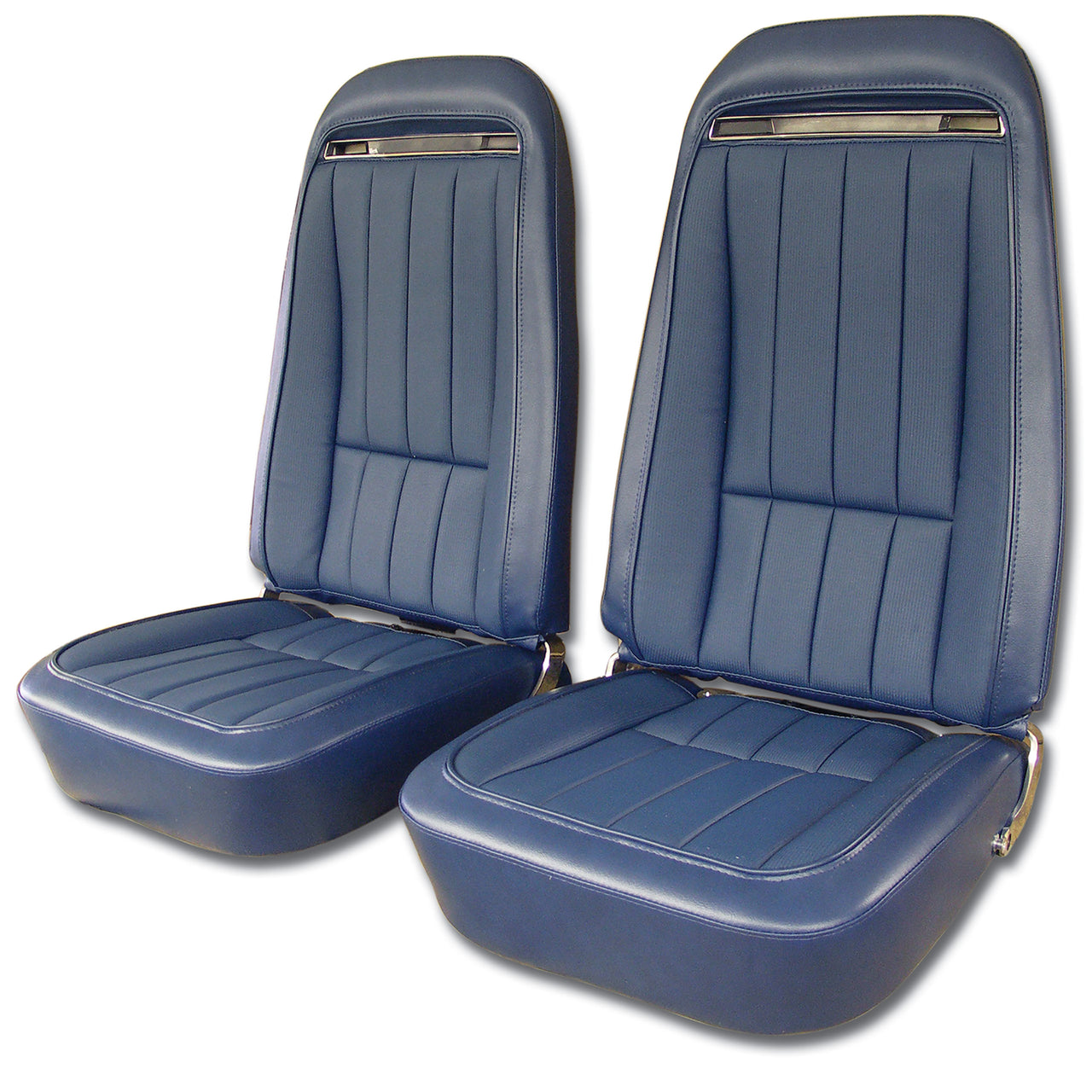 1971-1972 Corvette Mounted Seats Royal Blue Vinyl With Shoulder Harness-417847MS-Corvette-Store-Online