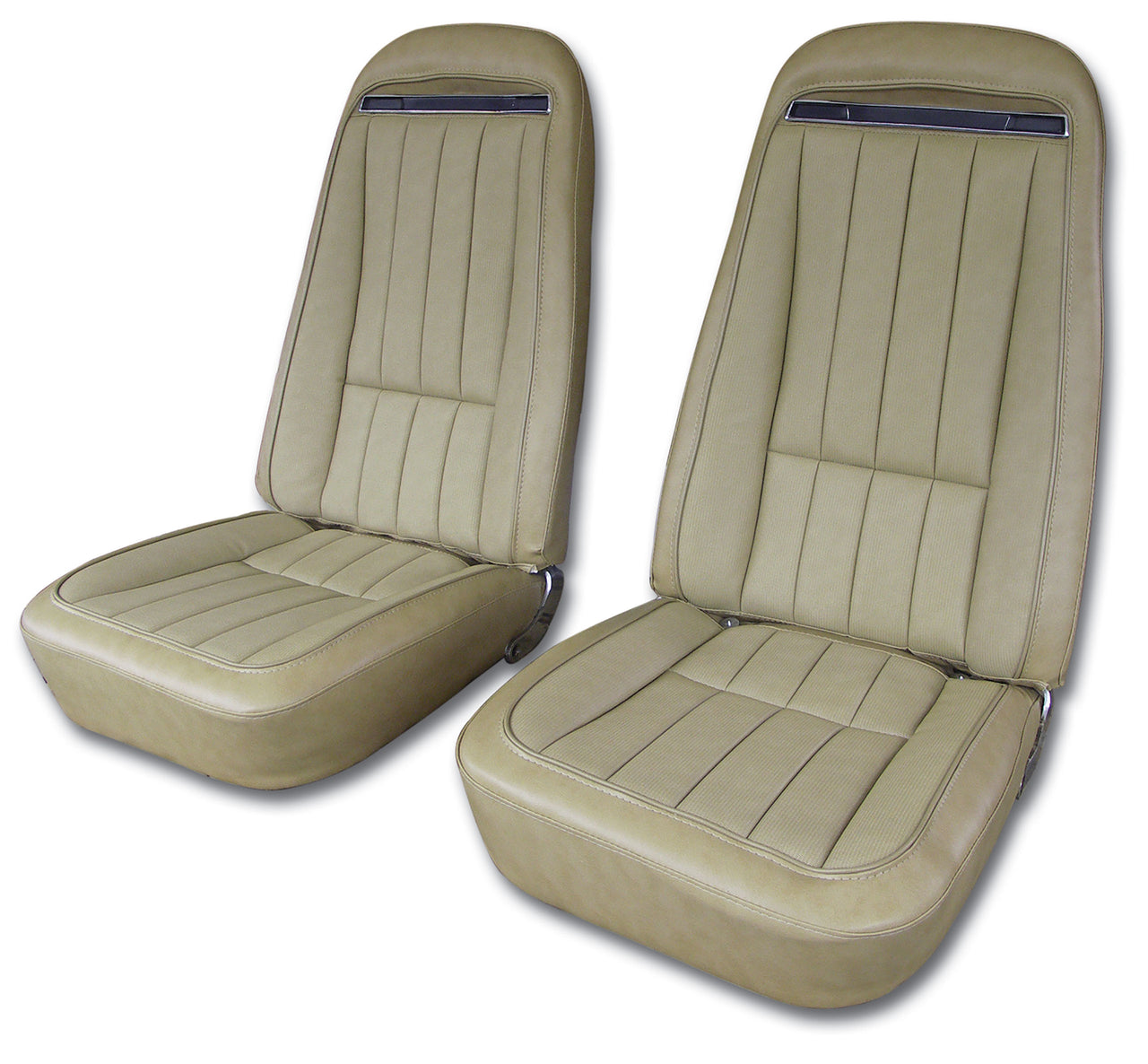 1973-1974 Corvette Mounted Seats Medium Saddle Vinyl With Shoulder Harness-417851MS-Corvette-Store-Online