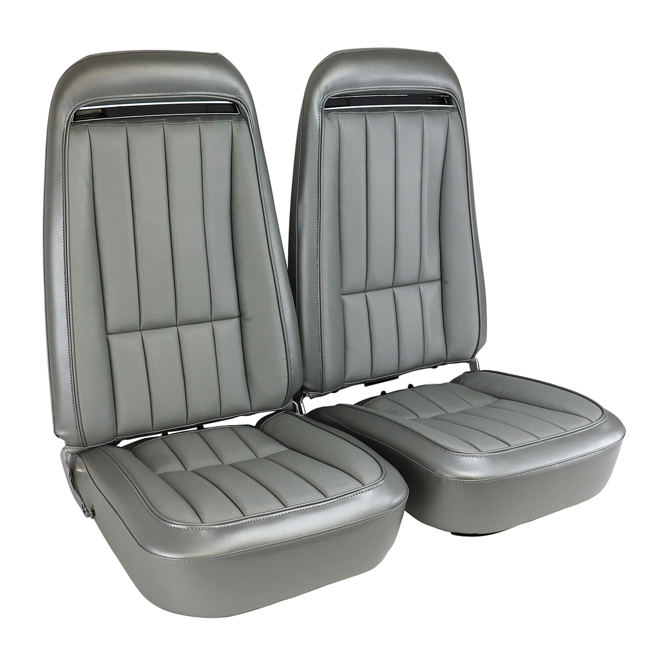 1974-1974 Corvette Mounted Seats Silver Vinyl With Shoulder Harness-417861MS-Corvette-Store-Online