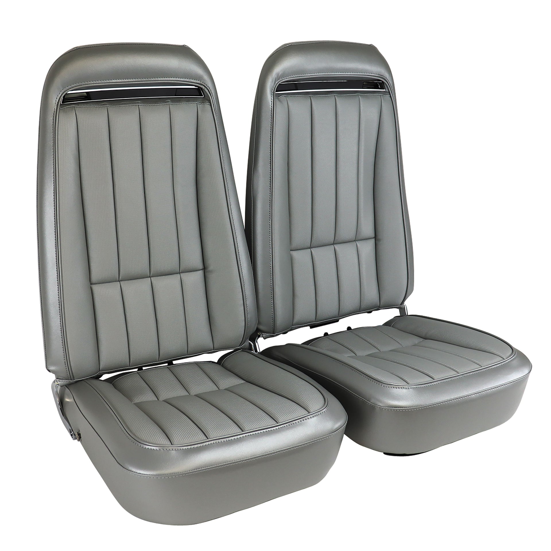 1974-1974 Corvette Mounted Seats Silver Vinyl With Shoulder Harness-417861MS-Corvette-Store-Online