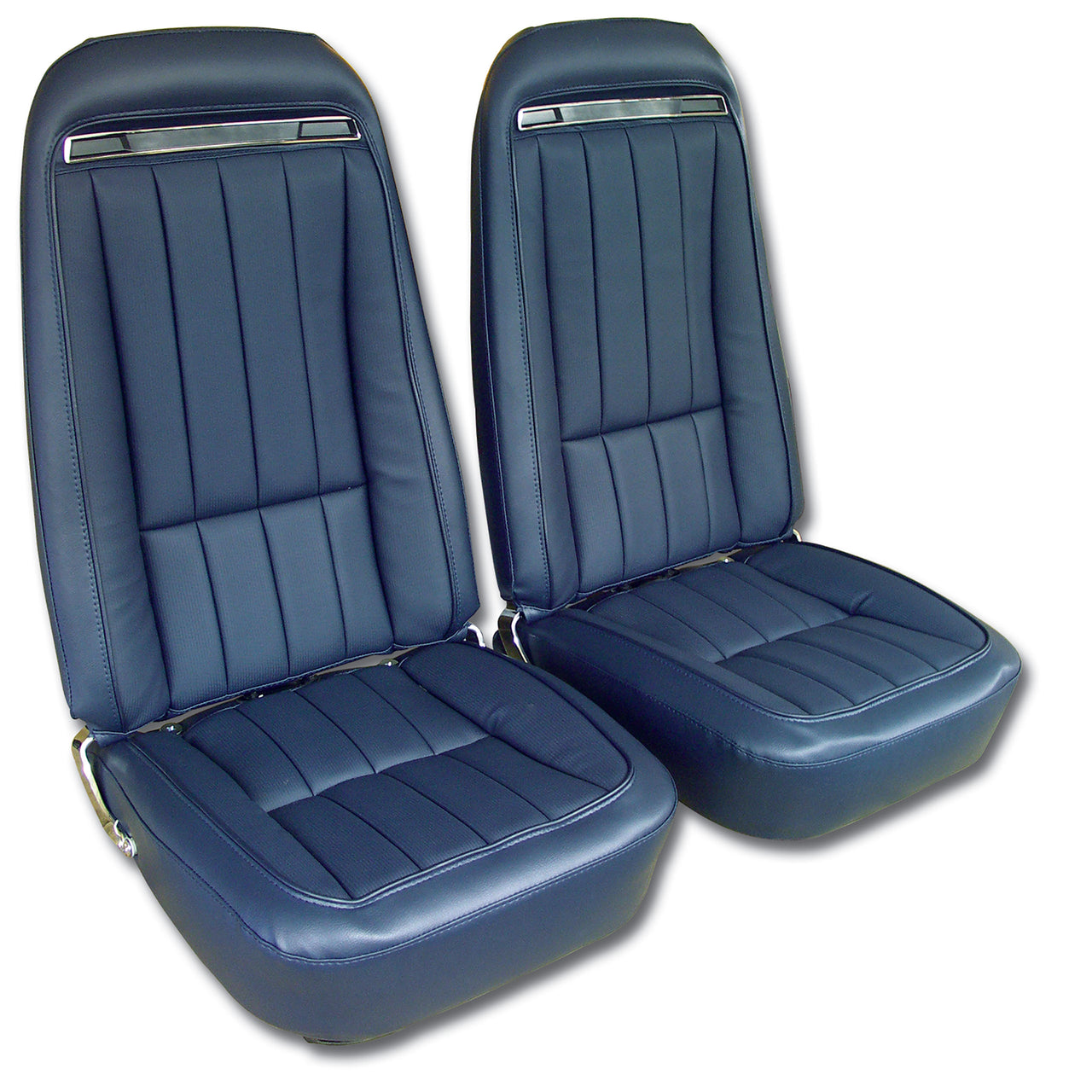 1975-1975 Corvette Mounted Seats Dark Blue Vinyl With Shoulder Harness-417943MS-Corvette-Store-Online