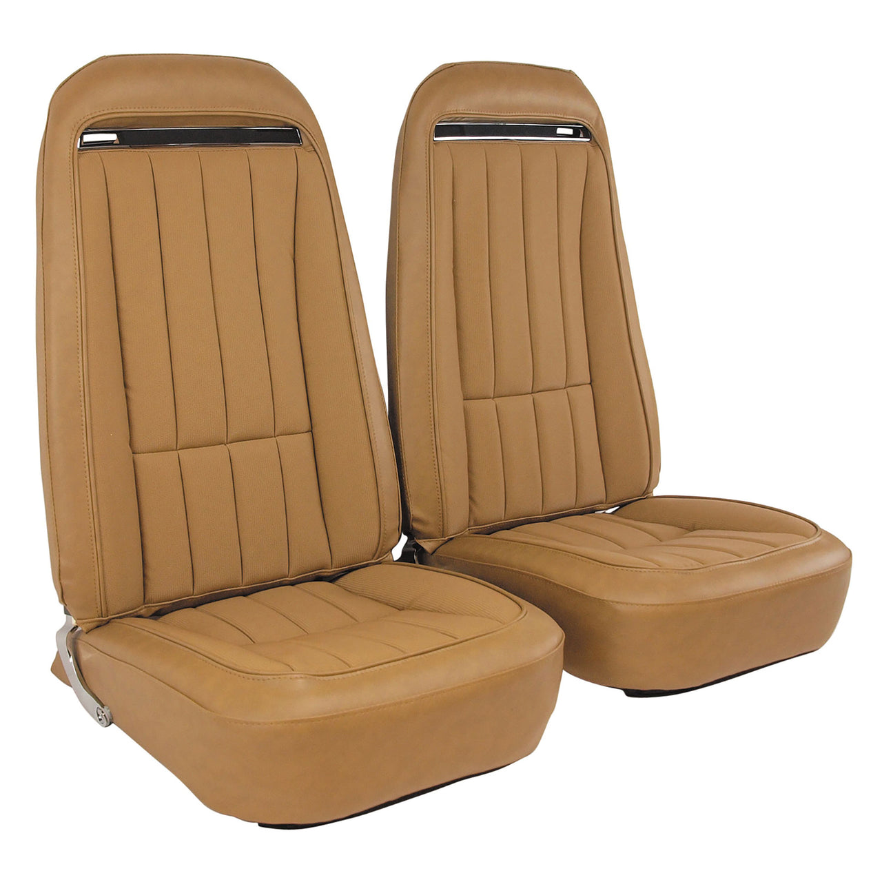 1975-1975 Corvette Mounted Seats Medium Saddle Vinyl Without Shoulder Harness-417951M-Corvette-Store-Online