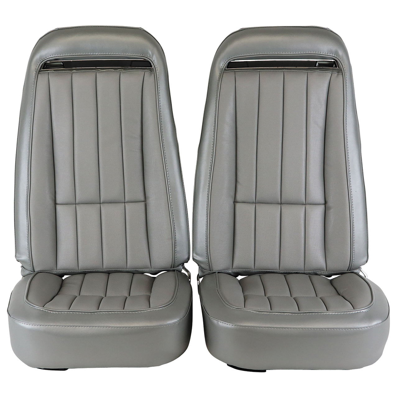 1975-1975 Corvette Mounted Seats Silver Vinyl With Shoulder Harness-417961MS-Corvette-Store-Online