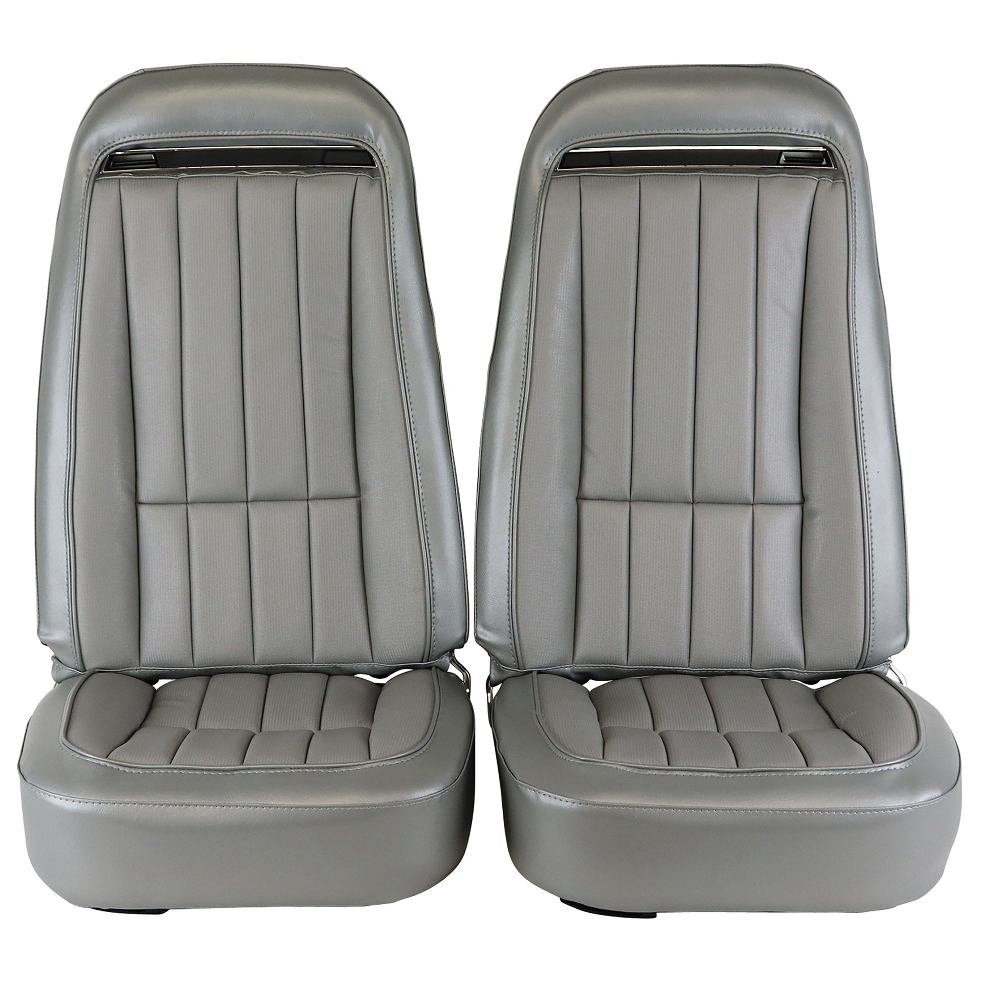 1975-1975 Corvette Mounted Seats Silver Vinyl With Shoulder Harness-417961MS-Corvette-Store-Online