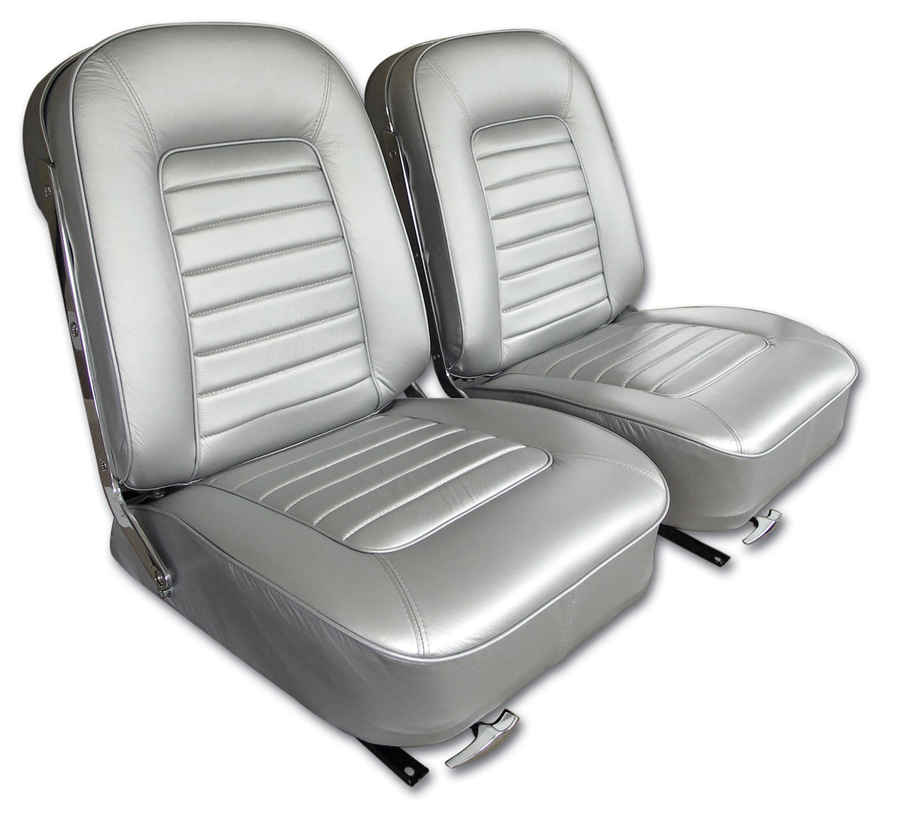 1966-1966 Corvette Leather Seat Covers Silver-418661-Corvette-Store-Online