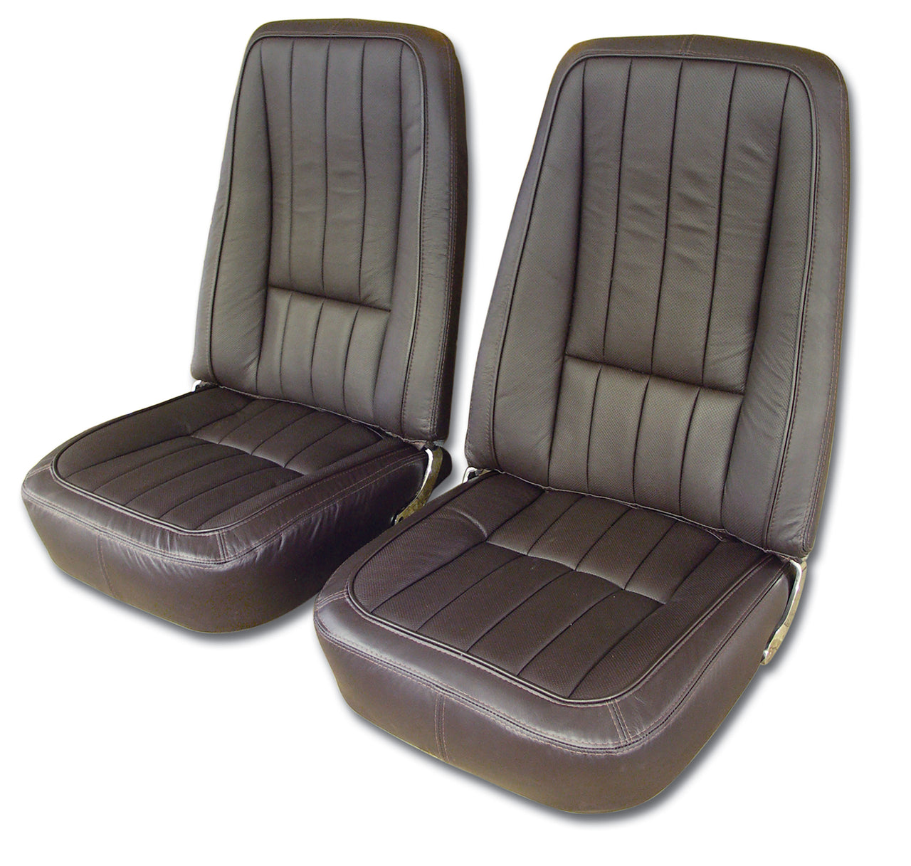 1968-1968 Corvette Mounted Seats Tobacco 100% Leather Second Design Without Headrest Bracket-418828ML-Corvette-Store-Online
