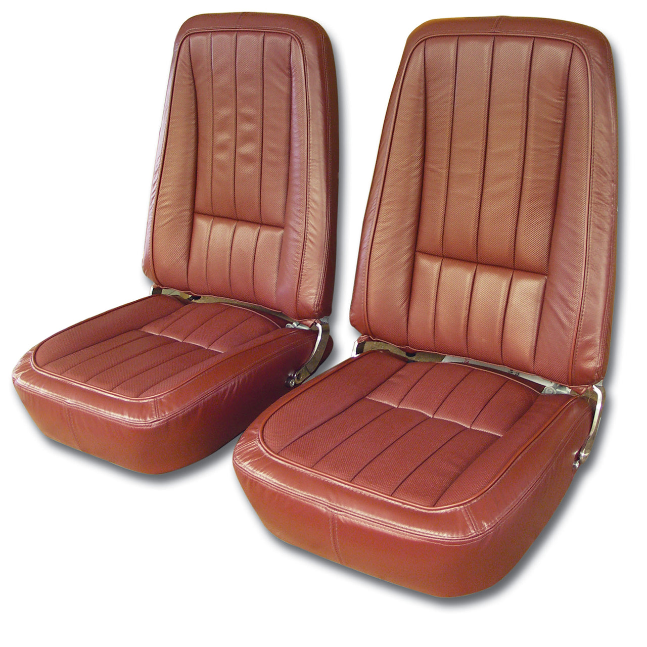 1968-1968 Corvette Mounted Seats Dark Orange 100% Leather First Design With Headrest Bracket-418838MEH-Corvette-Store-Online