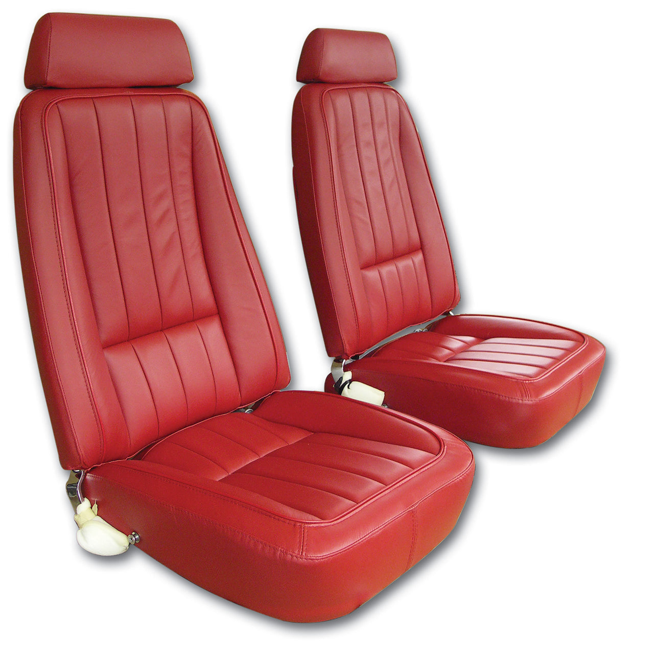 1969-1969 Corvette Mounted Seats Red 100% Leather Without Headrest Bracket-418930M-Corvette-Store-Online