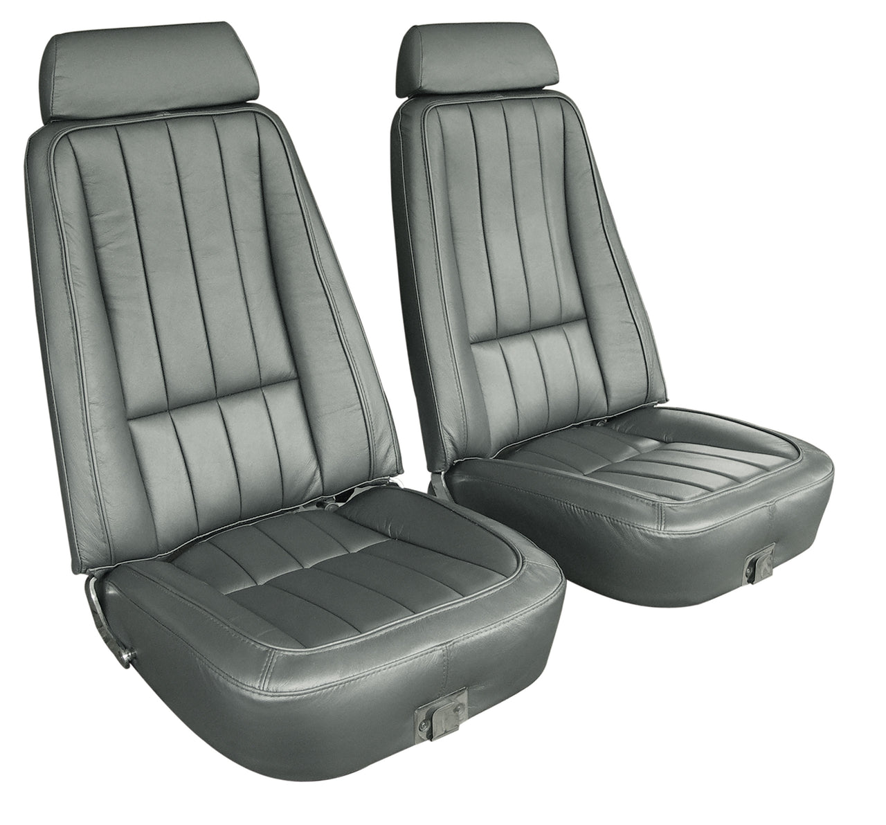 1969-1969 Corvette Mounted Seats Gunmetal 100% Leather With Headrest Bracket-418963MH-Corvette-Store-Online