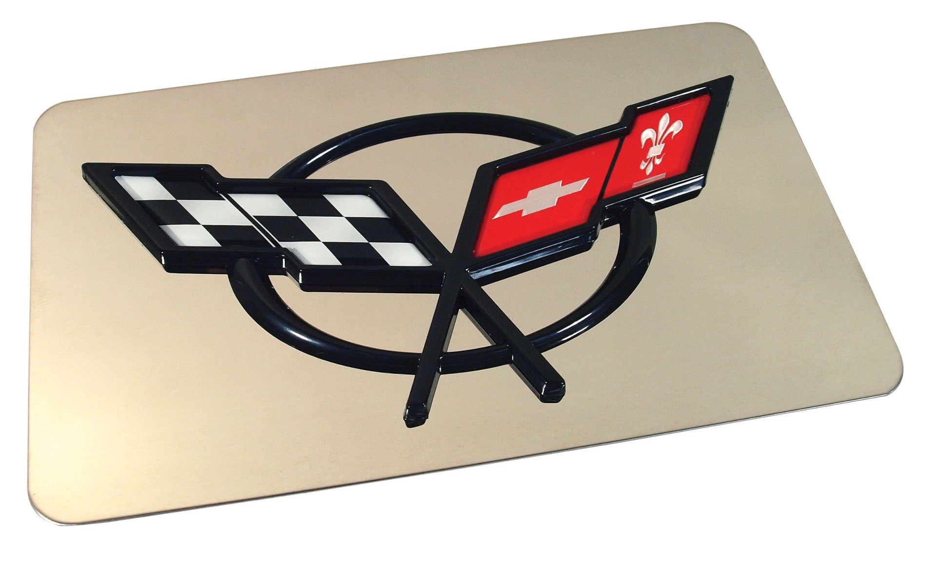 1997-2004 Corvette Exhaust Plate C5 Emblem Stainless Steel-41897-Corvette-Store-Online