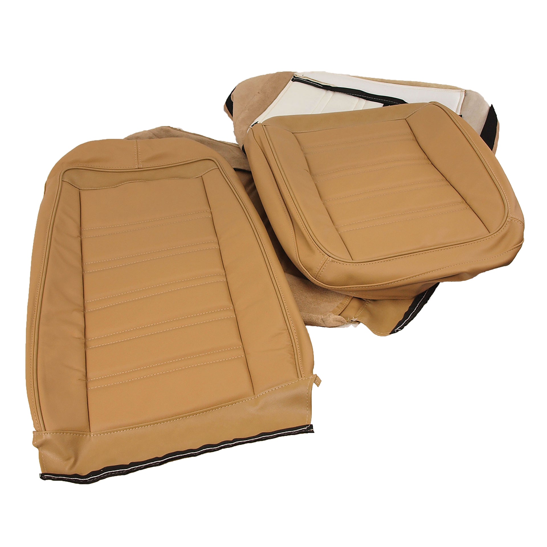 1970-1971 Corvette Leather Seat Covers Light Saddle Leather/Vinyl Original-419015-Corvette-Store-Online