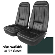1971-1971 Corvette Leather Seat Covers Green Leather/Vinyl Original-419018-Corvette-Store-Online