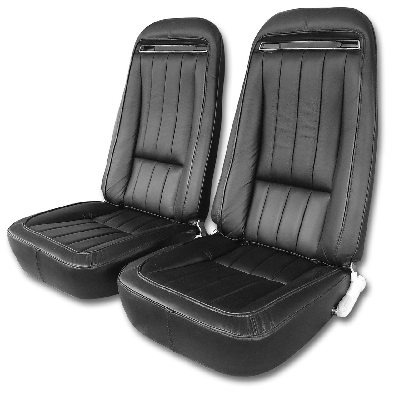1970-1971 Corvette Mounted Seats Black Leather Vinyl Without Shoulder Harness-419020M-Corvette-Store-Online