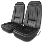 1970-1971 Corvette Mounted Seats Black Leather Vinyl Without Shoulder Harness-419020M-Corvette-Store-Online