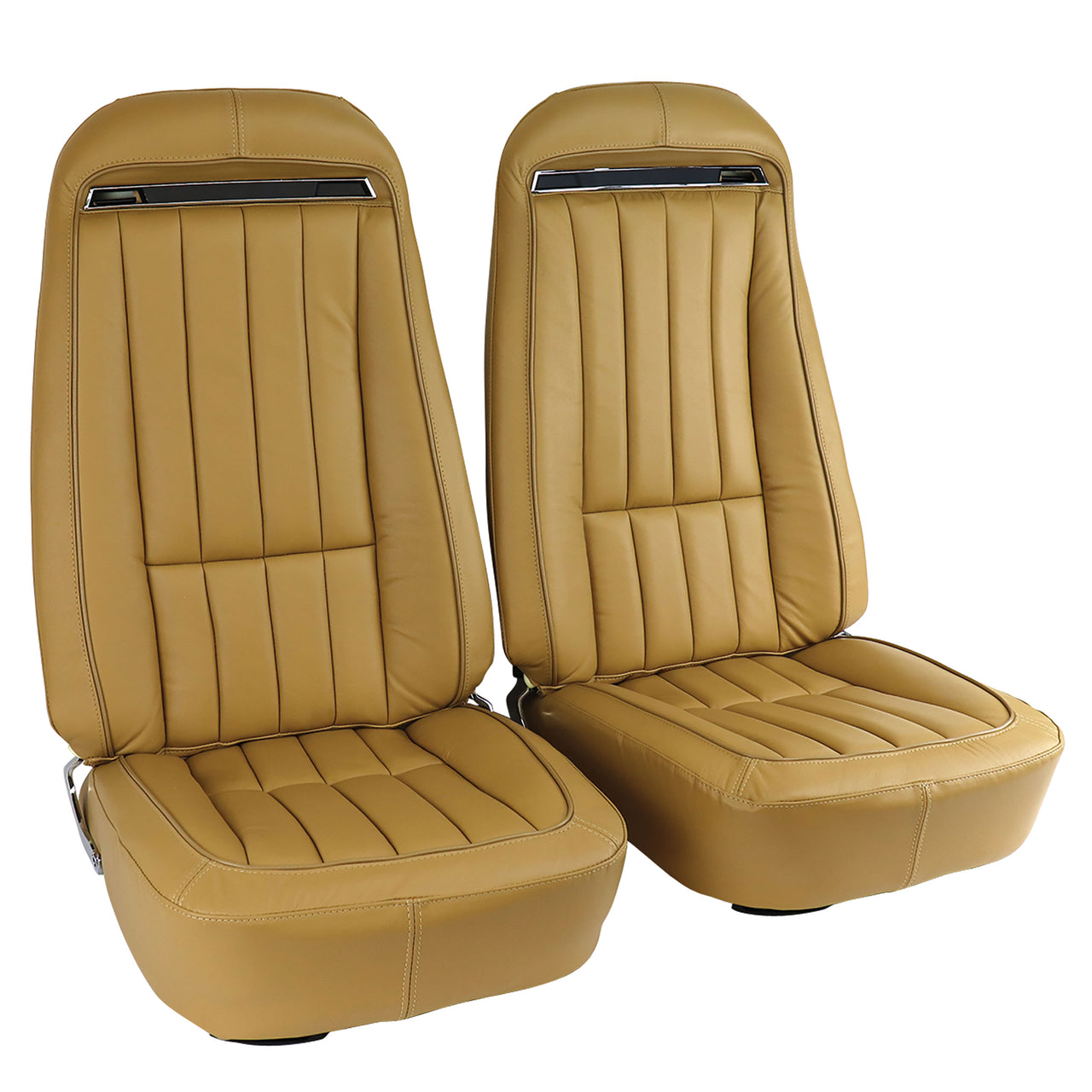 1970-1971 Corvette Mounted Seats Light Saddle 100% Leather With Shoulder Harness-419115MS-Corvette-Store-Online