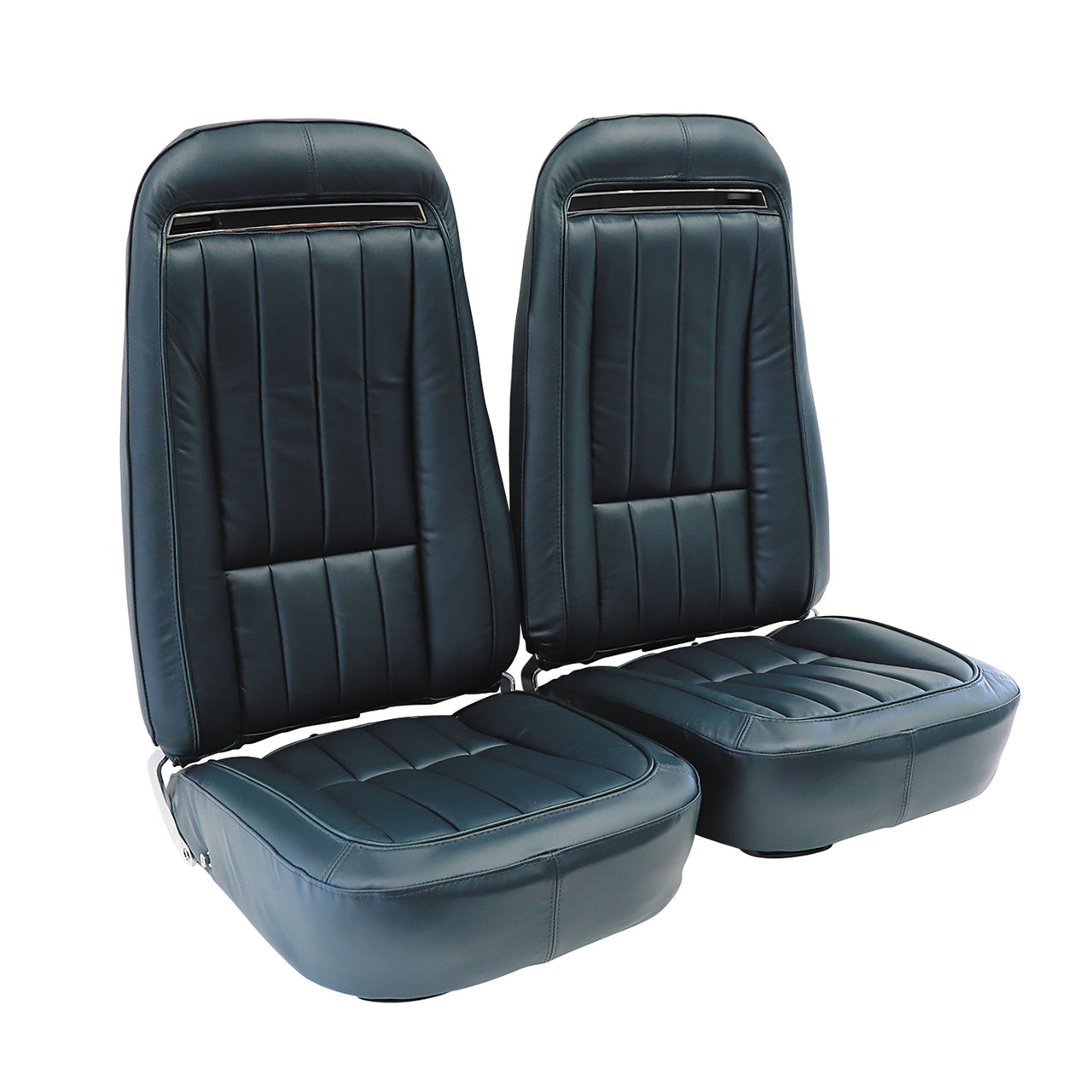 1971-1971 Corvette Mounted Seats Green 100% Leather With Shoulder Harness-419118MS-Corvette-Store-Online