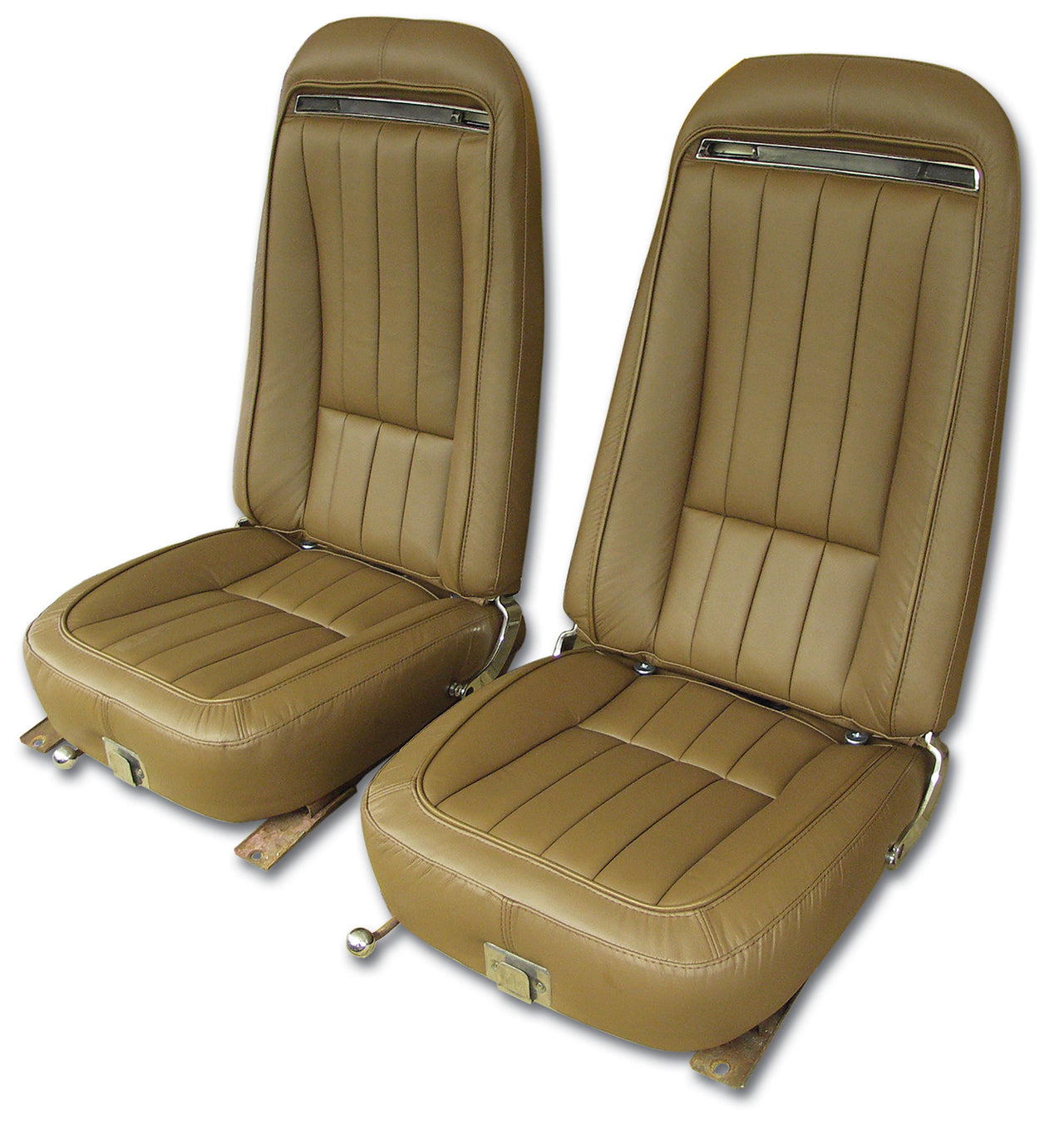 1970-1971 Corvette Mounted Seats Dark Saddle 100% Leather With Shoulder Harness-419153MS-Corvette-Store-Online