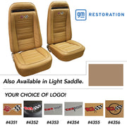 1972-1972 Corvette Embroidered Leather Seat Covers Light Saddle Lthr/Vnyl Original-419215E-Corvette-Store-Online