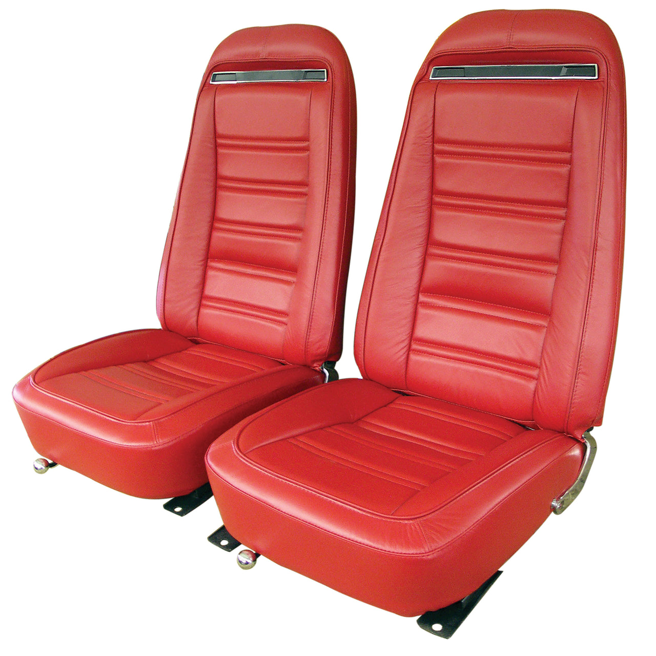 1972-1972 Corvette Mounted Seats Red Leather Vinyl Without Shoulder Harness-419230M-Corvette-Store-Online