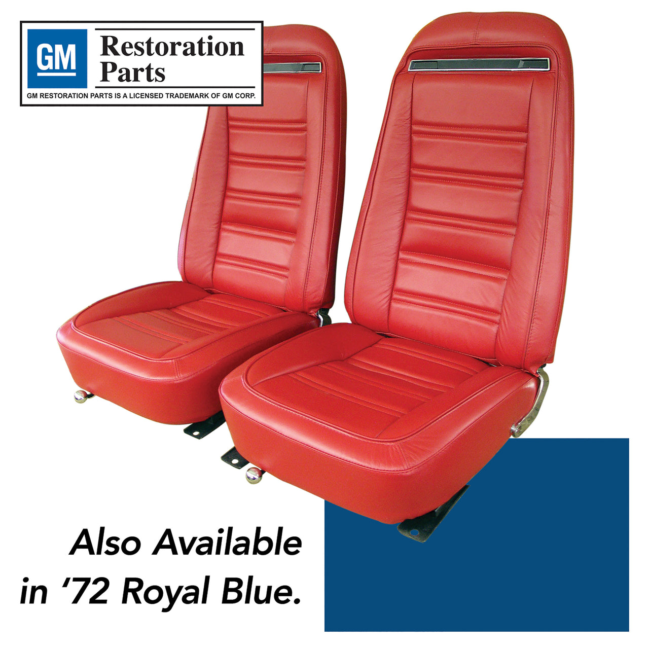 1972-1972 Corvette Leather Seat Covers Royal Blue Leather/Vinyl Original-419247-Corvette-Store-Online