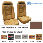 1972-1972 Corvette Embroidered Leather Seat Covers Dk Saddle Lthr/Vnyl Original-419253E-Corvette-Store-Online