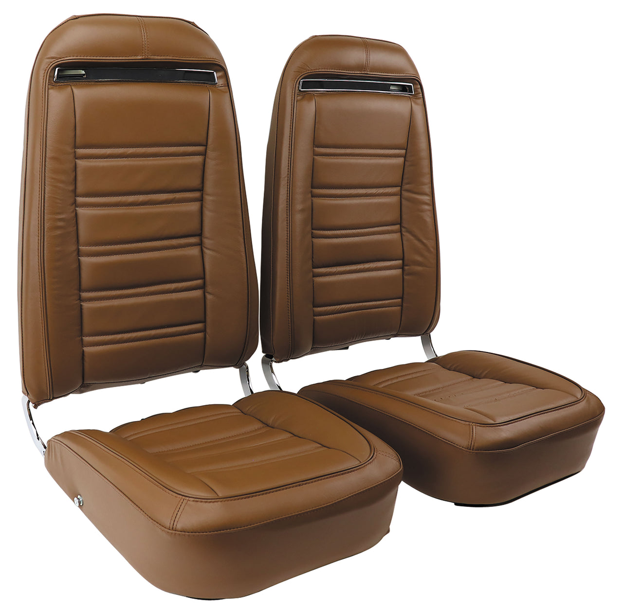 1972-1972 Corvette Mounted Seats Dark Saddle Leather Vinyl With Shoulder Harness-419253MS-Corvette-Store-Online