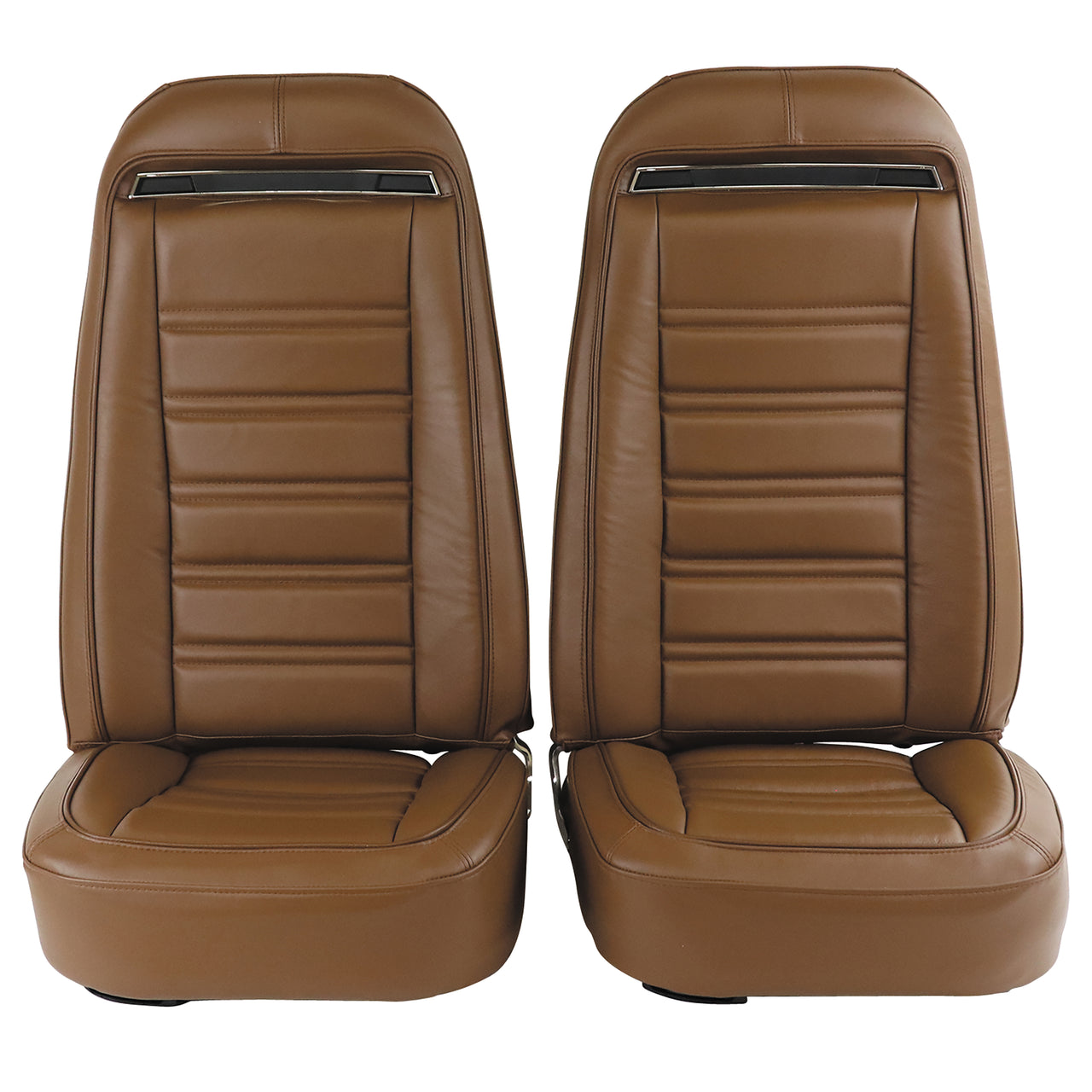 1972-1972 Corvette Mounted Seats Dark Saddle Leather Vinyl Without Shoulder Harness-419253M-Corvette-Store-Online