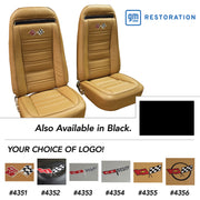 1973-1974 Corvette Embroidered OE Style Seat Covers - Leather/Vinyl Black-419320E-Corvette-Store-Online