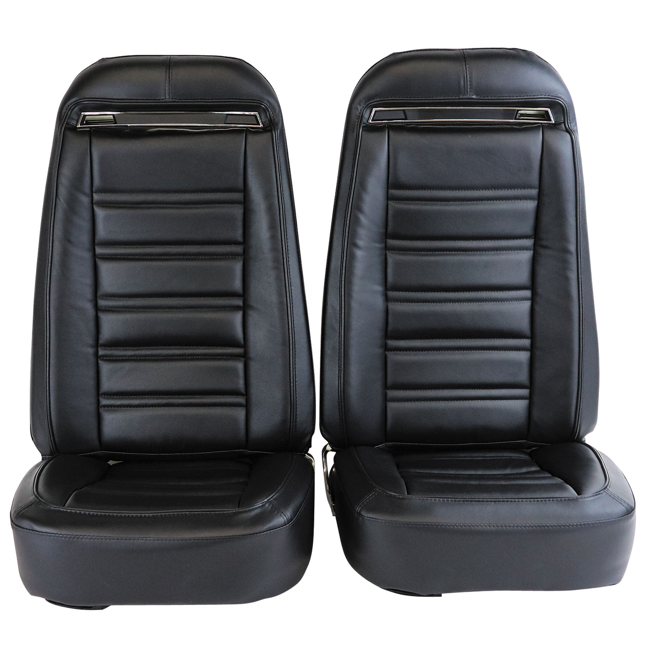 1973-1974 Corvette Mounted Seats Black Leather Vinyl With Shoulder Harness-419320MS-Corvette-Store-Online