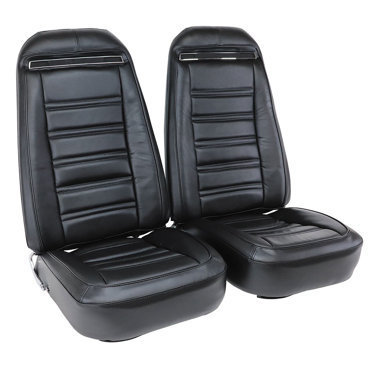 1973-1974 Corvette Mounted Seats Black Leather Vinyl Without Shoulder Harness-419320M-Corvette-Store-Online