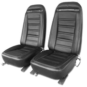1973-1974 Corvette Leather Seat Covers Leather/Vinyl Black Original-419320-Corvette-Store-Online