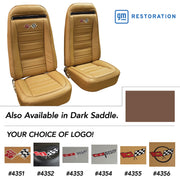 1973-1973 Corvette Embroidered OE Style Seat Covers - Dk Saddle Leather/Vinyl-419323E-Corvette-Store-Online
