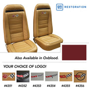 1973-1974 Corvette Embroidered OE Style Seat Covers - Oxblood Leather/Vinyl-419331E-Corvette-Store-Online