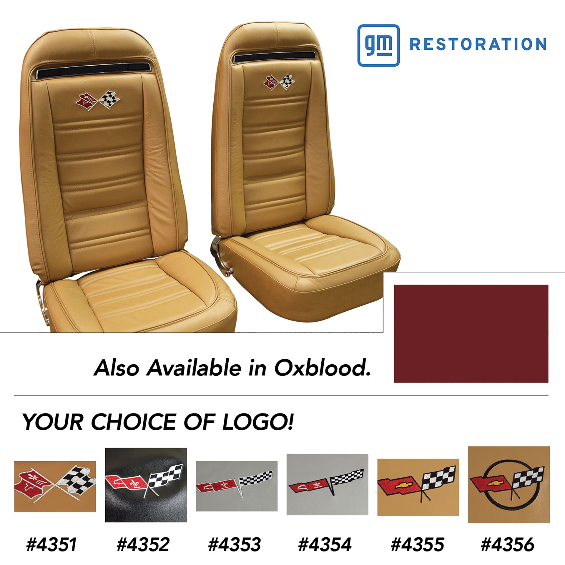 1973-1974 Corvette Embroidered OE Style Seat Covers - Oxblood Leather/Vinyl-419331E-Corvette-Store-Online