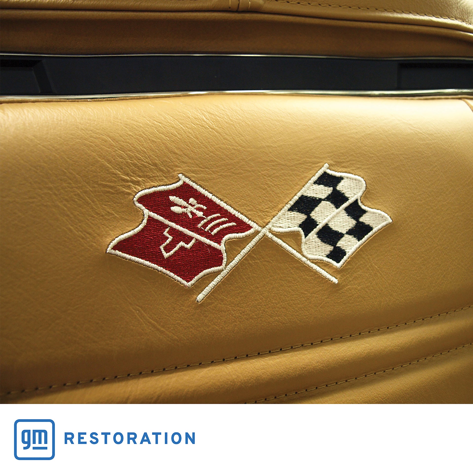 1973-1974 Corvette Embroidered OE Style Seat Covers - Med Saddle Leather/Vinyl-419351E-Corvette-Store-Online