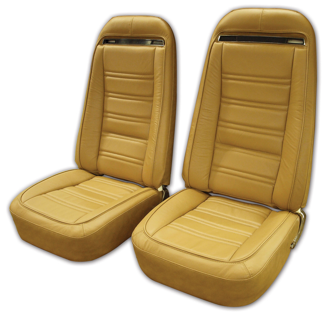 1973-1974 Corvette Mounted Seats Medium Saddle Leather Vinyl Without Shoulder Harness-419351M-Corvette-Store-Online