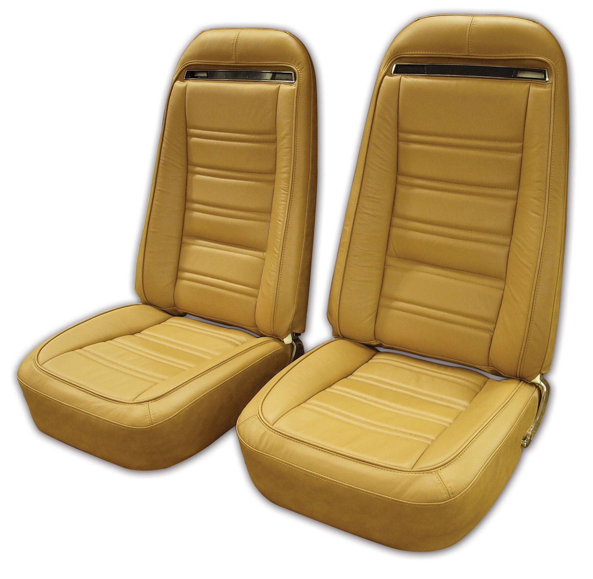 1973-1974 Corvette Mounted Seats Medium Saddle Leather Vinyl Without Shoulder Harness-419351M-Corvette-Store-Online